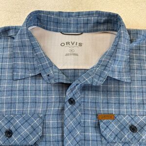 ORVIS Mens Blue Plaid Fishing Shirt Size